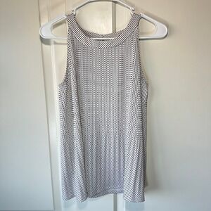 Adrianna Papell‎ Printed Pleated Halter Top Polka Dot White Black Womens Small